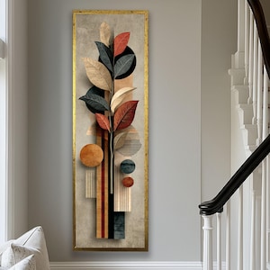 Long Narrow Framed Wall Art : Tall Narrow Abstract Botanical Print