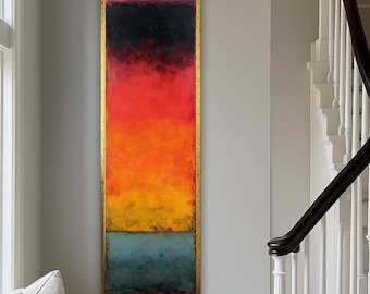 Impresión en lienzo inspirada en Rothko: decoración de pared contemporánea, larga y estrecha, arte abstracto de pared en color.