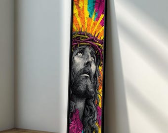Jesus Lange, schmale Wandkunst: Vertikale Heilige Jesus Leinwand