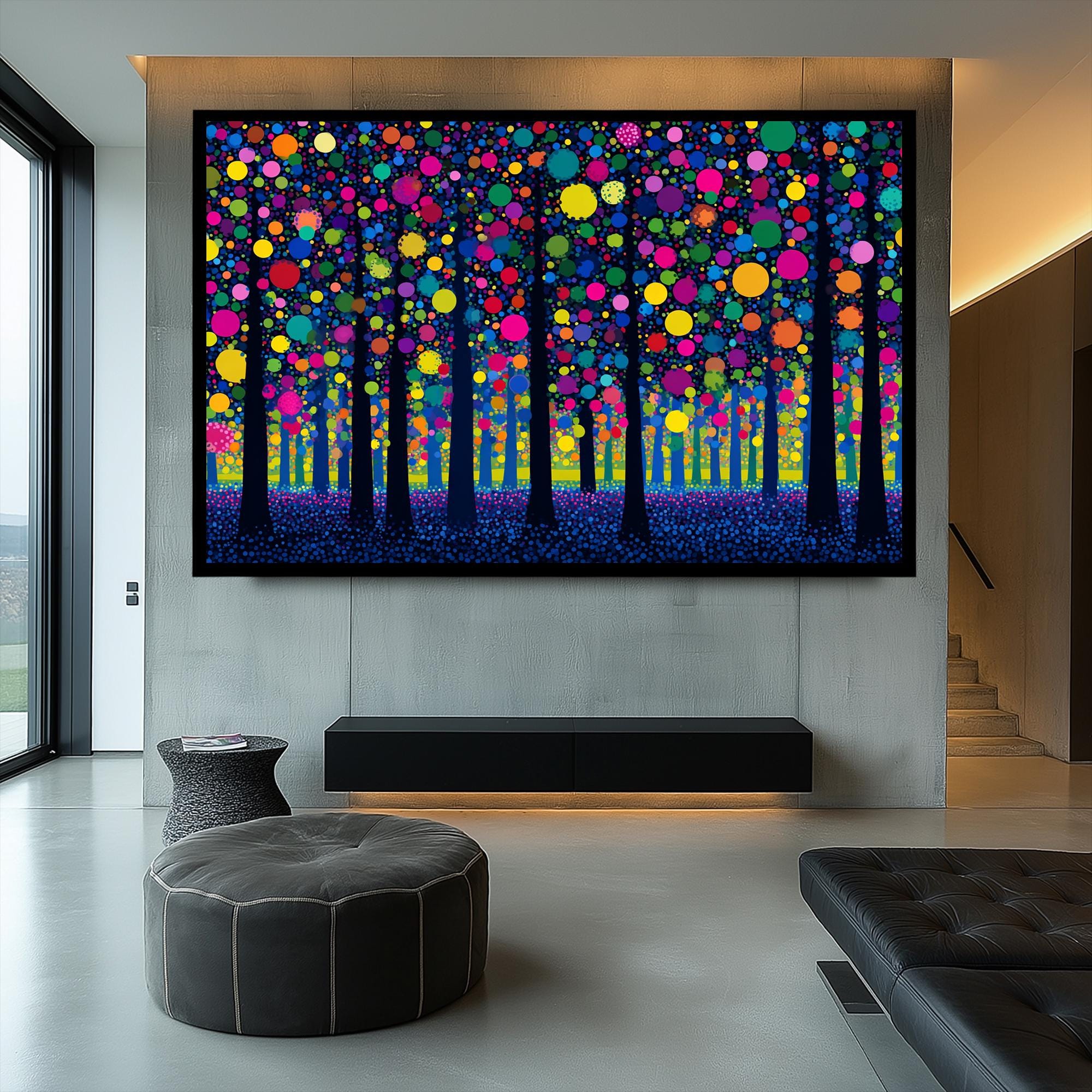 Yayoi Kusama Inspired Wall Art : Colorful Abstract Forest Canvas - Etsy