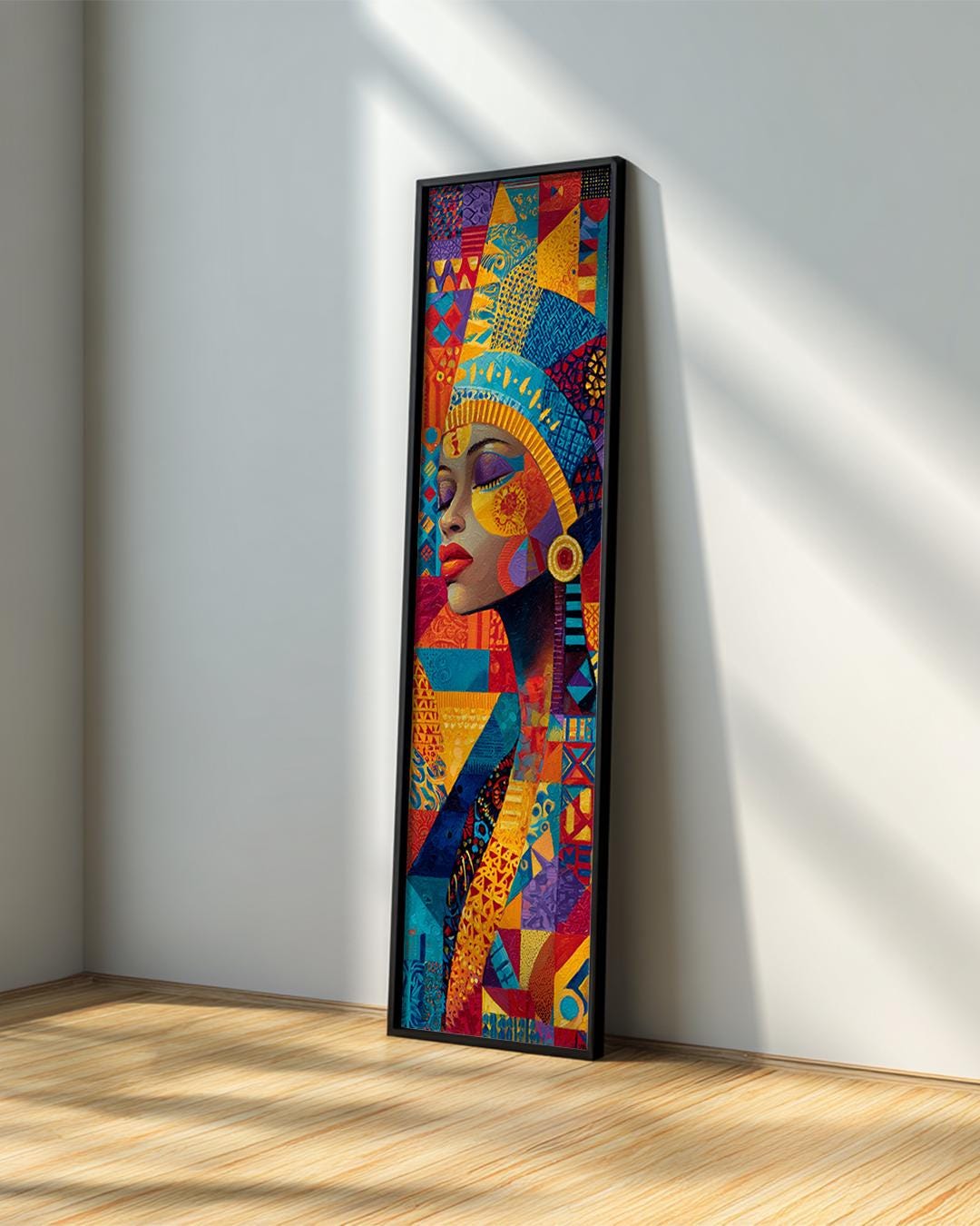 African Woman Abstract Art : Long Narrow Canvas Wall Art, Afrocentric ...