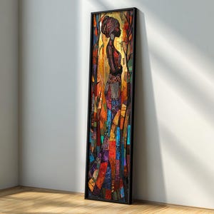 Afrikanische lange, schmale Wandkunst: Große gerahmte afrikanische Wandkunst, Innenausstattung, moderne Wandkunst