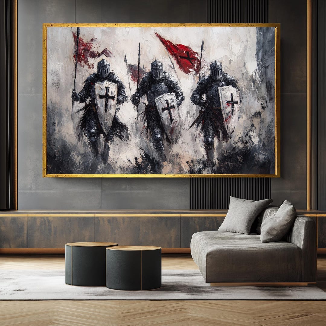 Medieval Knight Wall Art: Extra Large Canvas Print, Warrior Framed Art ...