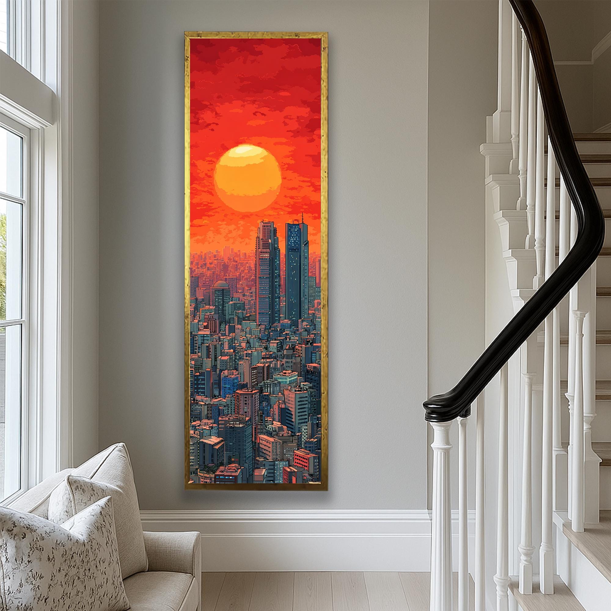 Tokyo Cityscape Framed Wall Art : Japan Skyline Long Narrow Print