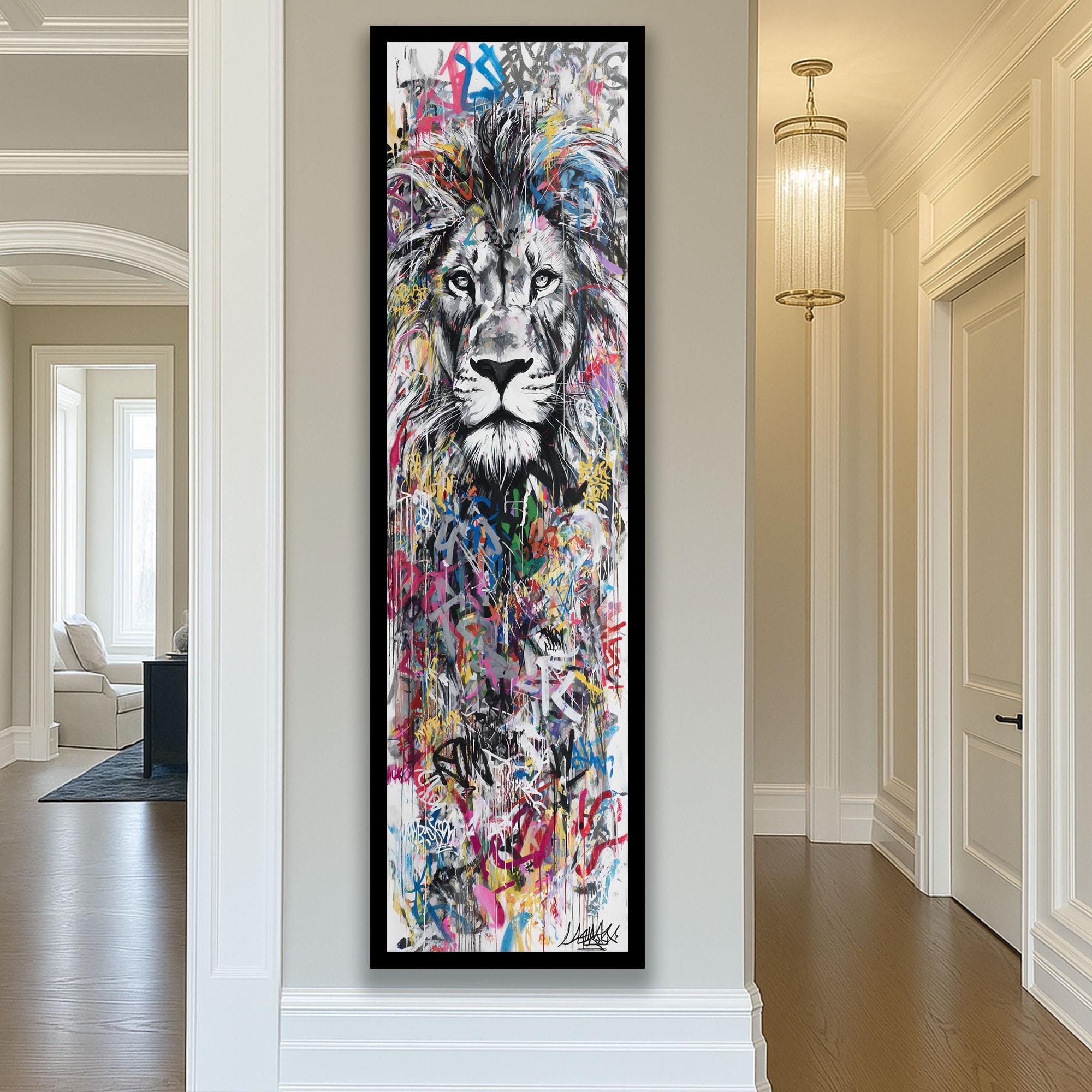 Lion Graffiti Long Narrow Wall Art : Hypebeast Lion Canvas Print - Etsy