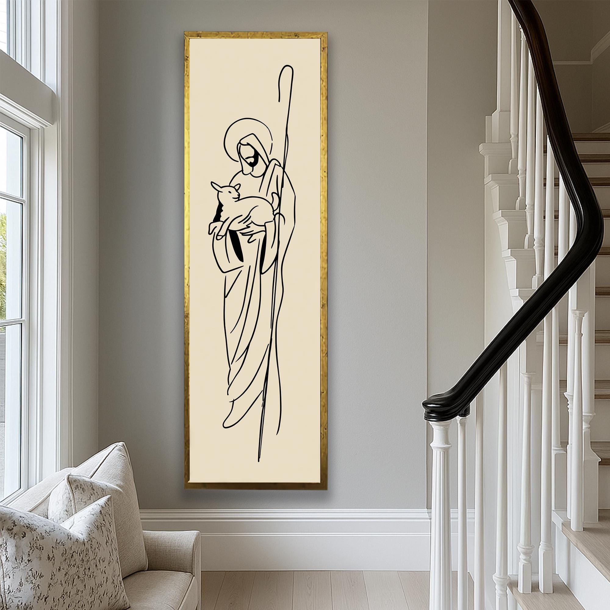 Jesus Shepherd Line Art Print: Minimalist Christian Lamb Wall Decor - Etsy