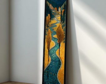 Paisaje de Gustav Klimt, arte de pared estrecho: obra de arte alargada moderna de Klimt