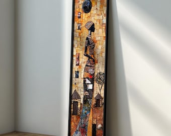African Woman Wall Art :  Long Narrow Vertical Canvas Art, Large Framed Print