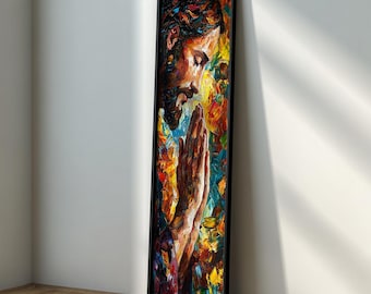 Lange schmale Jesus Leinwand Kunst: Bettende christliche Wanddekoration