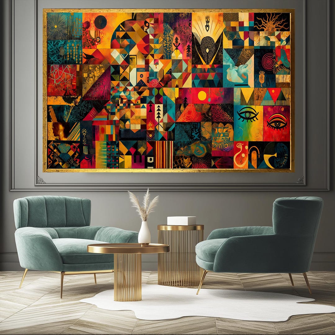 african-wall-art-large-framed-canvas-print-african-abstract-artwork