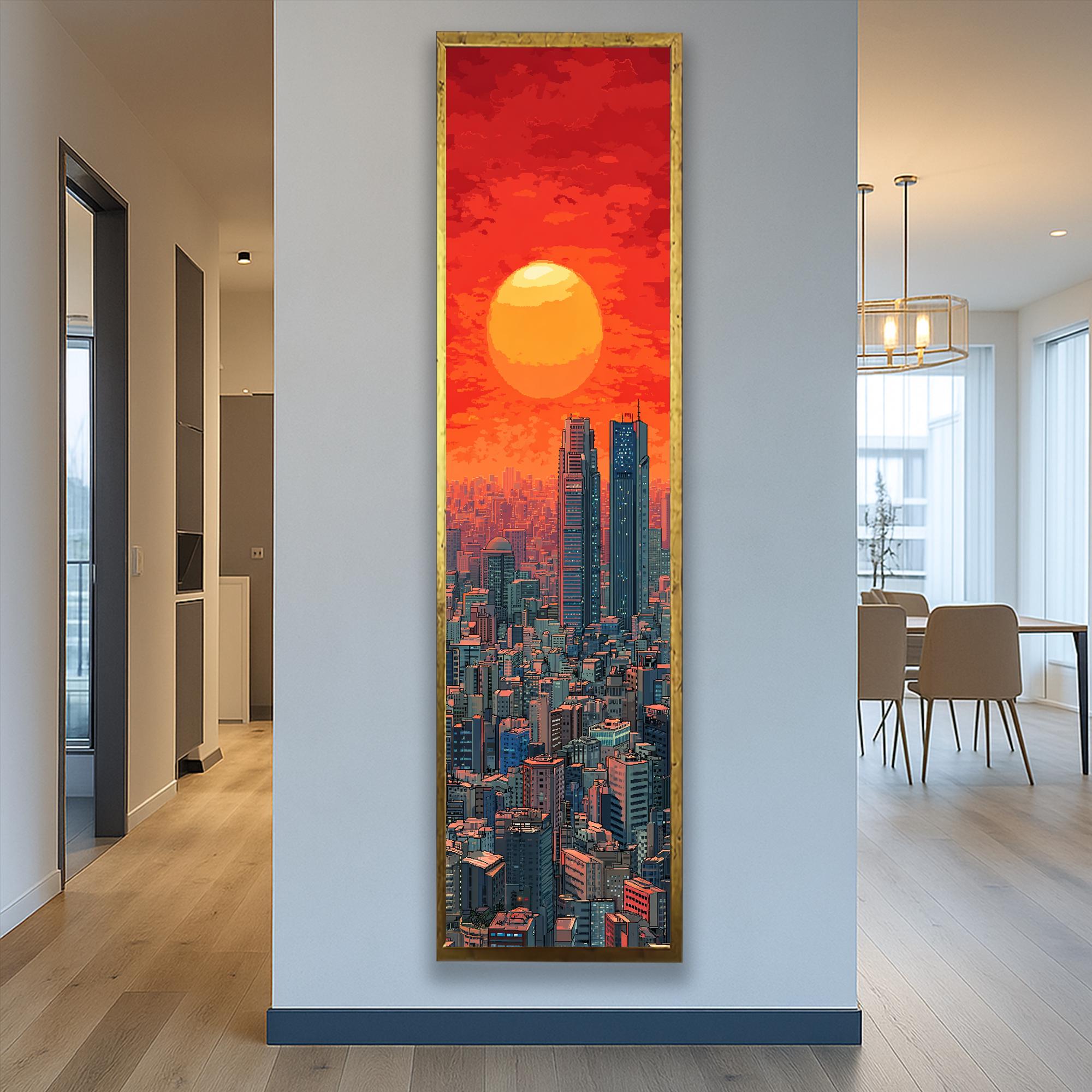 Tokyo Cityscape Framed Wall Art : Japan Skyline Long Narrow Print