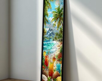Tropical Beach Cocktail Lange schmale Wandkunst: Sommerküste gerahmter Druck