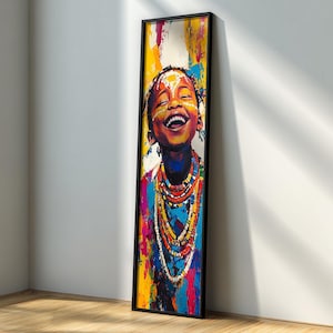 Afrikanische Mädchen gerahmte Wandkunst: Stammes- lange schmale Wanddekoration