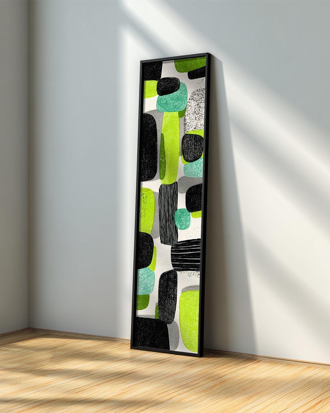 Mid Century Modern Green Abstract Canvas Print: Long Narrow Wall Art - Etsy