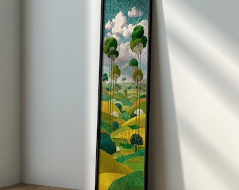 Paisaje de Gustav Klimt: Arte de pared largo y estrecho: Decoración enmarcada en lienzo de Klimt