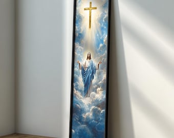Jesus Leinwanddruck: Lange, schmale christliche Wandkunst, religiöse Dekoration