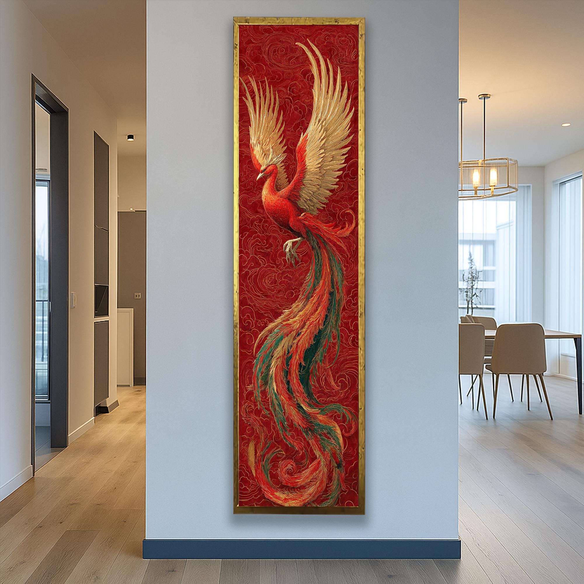 Phoenix Long Narrow Wall Art : Mythical Bird Canvas Print, Framed ...