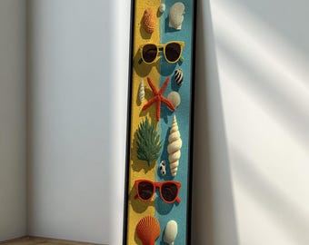 Décoration de maison de plage longue et étroite : impression sur toile encadrée côtière