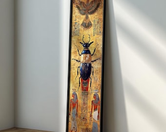 Scarabeo egiziano lungo e stretto: decorazioni dell'antico Egitto, arte storica