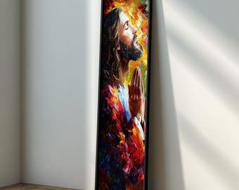 Betender Jesus Leinwandkunst: Hohe, schmale religiöse Wanddekoration