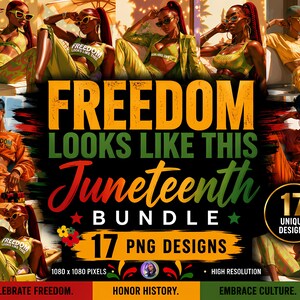 La libertà ha questo aspetto – Pacchetto Juneteenth / 17 immagini PNG