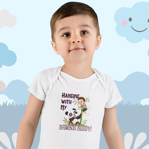 Baby Onesie®, Hanging with my Bamboo Buddy Panda whimsical Infant Bodysuit - Cute Baby Outfit, Baby Shower Gift, Newborn Onesie, Panda Baby!