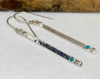 Long Silver & Turquoise Earrings