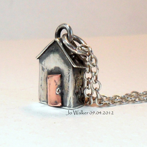 The Original Sterling Silver Beach Hut with Chain and Copper Door