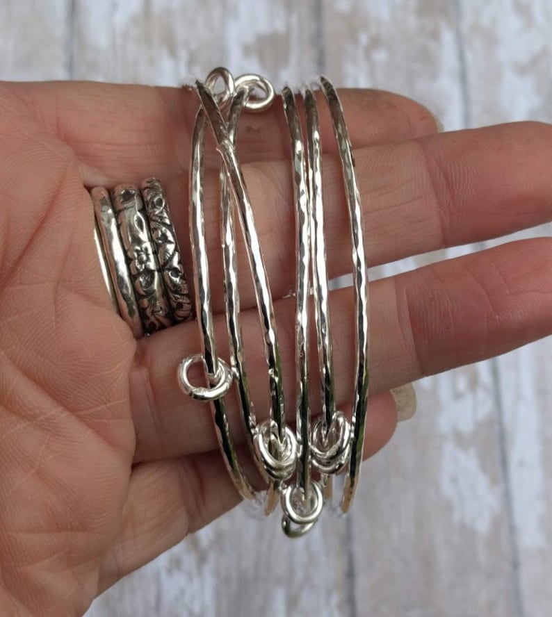 Solid Sterling Silver Stacking Bangles image 3