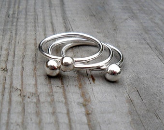 Silver Berry Stacking Rings | Sterling Silver Pebble rings