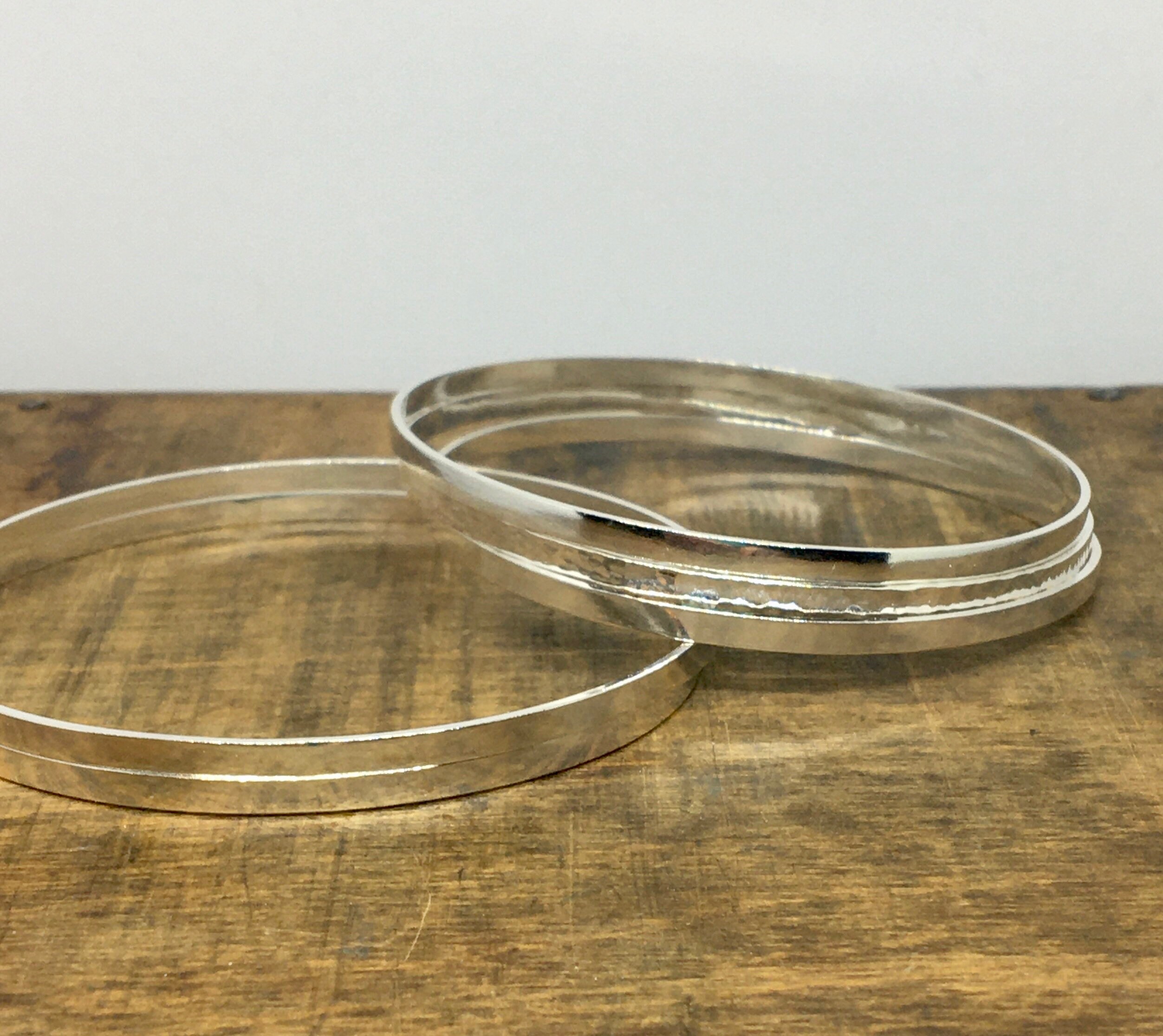 Solid Sterling Silver Handmade Bangle - Etsy UK