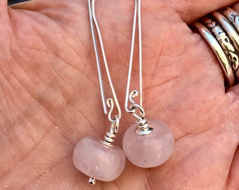 Rose Quartz & Sterling Silver Earrings