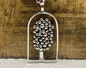 Hand Crafted Silver Tree & Beach Hut Necklace