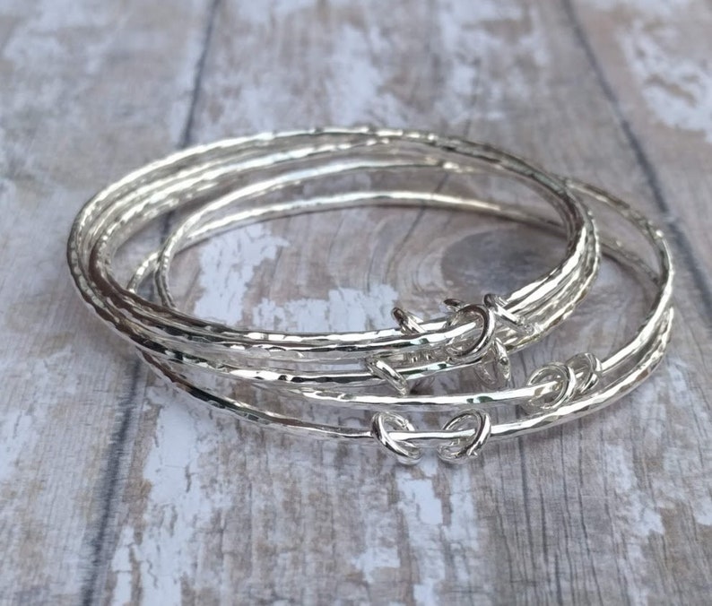 Solid Sterling Silver Stacking Bangles image 1