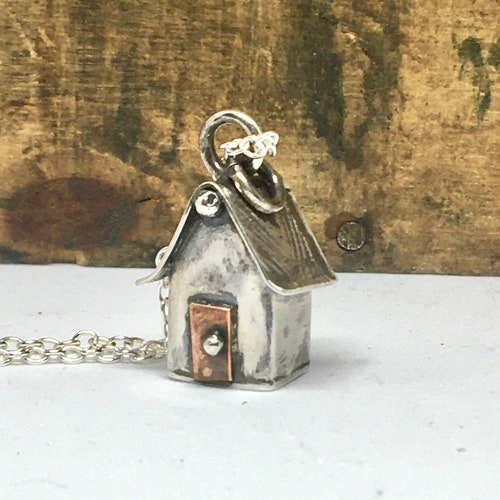 Feather House a shops Sterling Silver Beach Hut Charm Necklace