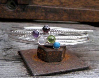 Textured Gemstone Bangles