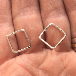 Quadratische Ohrringe | 925 Sterlingsilber Ohrringe | Geometrische Ohrringe | Minimalistische Ohrringe | Creolen