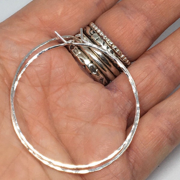 925 Sterling Silver Hoop Earrings 15mm 20mm 30mm 40mm 50mm 60mm 70mm 80mm Hoop Earrings | Lightweight Silver Hoops | XL Silver Hoop Earings