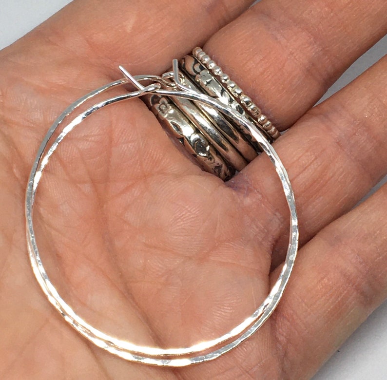 925 Sterling Silver Hoop Earrings 15mm 20mm 30mm 40mm 50mm 60mm 70mm 80mm Hoop Earrings Lightweight Silver Hoops XL Silver Hoop Earings image 1