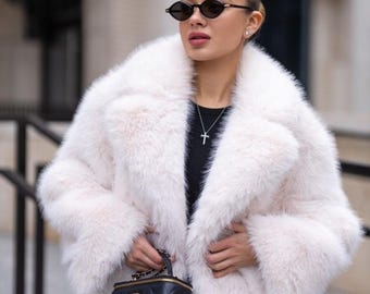 ショート丈フェイクファーコート「フォックススタイル」 – 55cm