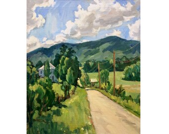Large Landscape Painting -Morning Light/Berkshires - 20x26 Oil on Canvas, Strip Framed Plein Air Impressionism, Signed Original