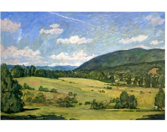 Hills and Sky/Berkshires Summer- Large Original Landscape Painting, 24x36 Oil on Linen, Plein Air Impressionism, Signed Original Fine Art