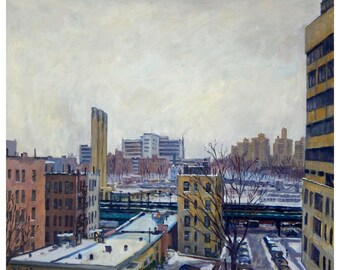 Large Oil Painting - Winter Poem/Inwood NYC - Original 20x24 Cityscape