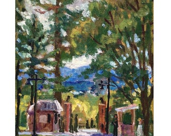 Tanglewood Oil Painting - The Lion Gate - 8x10 Impressionist Landscape