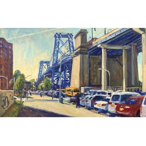 New York Oil Painting - Morning Light Delancey St/Williamsburg Bridge/NYC - 10x16 Oil on Canvas, Original Urban Impressionist Cityscape