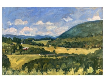 Summer Sky/Berkshires - 12x18 Oil on Linen, Impressionist Plein Air Fine Art, Signed Original Landscape Painting -