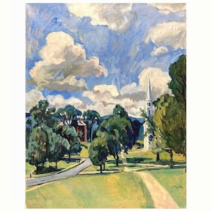 Williams College Landscape Painting -Summer Sky/Williamstown- 22x28 Oil on Linen, American Plein Air Impressionism, Signed Original Fine Art
