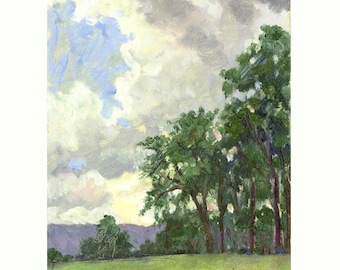 6x8 Tanglewood Landscape Painting - From the Ozawa Hall Lawn