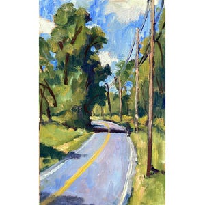 Berkshires Painting -Summer Light/Country Road - 6x9 Oil on Panel, Impressionist Plein Air Fine Art, Signed Original Landscape Painting