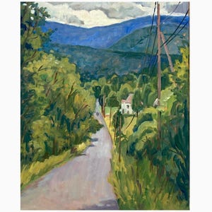 Berkshires Rain/ Sloan Road - 16x20 Oil on Canvas, Large Oil Painting Landscape, Plein Air Impressionist Artwork, Signed Original